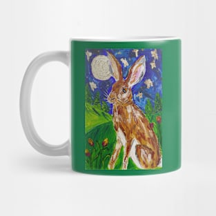 Hare among Tulips and a Gold Moon Mug